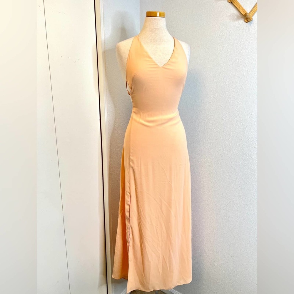 Fame and Partners Backless Criss Cross Strappy Slip Dress Midi